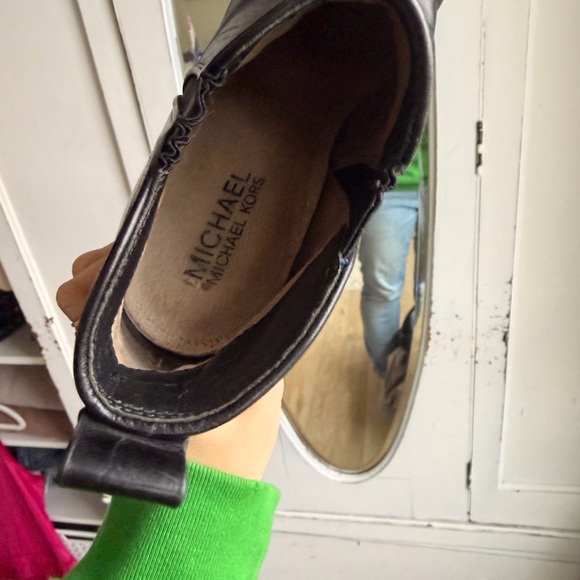 Michael Kors Black Ankle Boots with Gold Accent - Picture 4 of 8